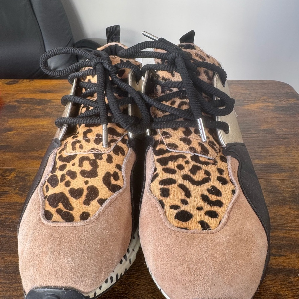 Steve Madden Leopard Print Sneakers with Black and Tan Accents